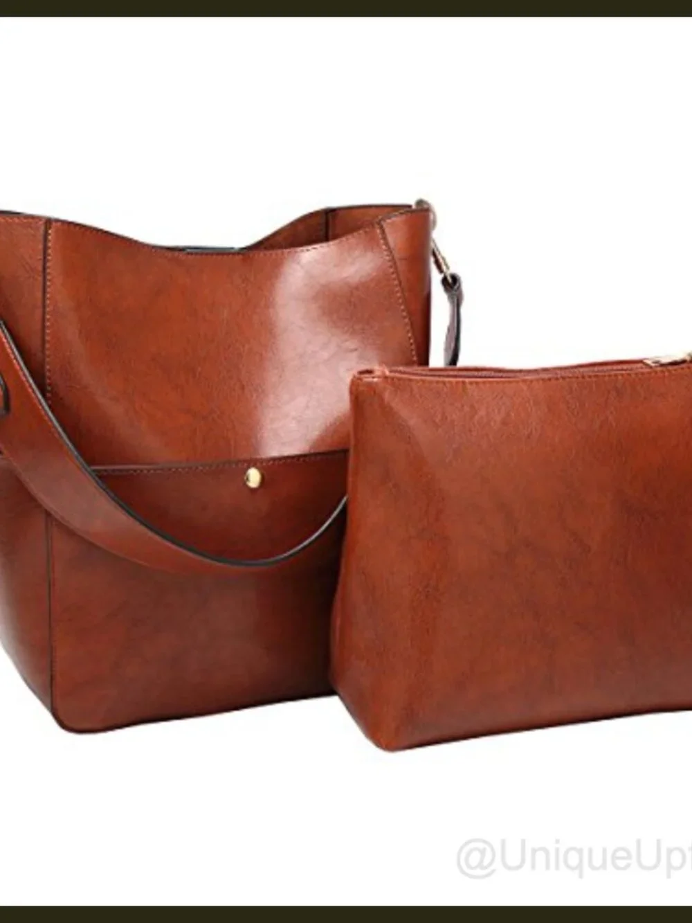 Women's PU Leather Bucket Bag Shoulder Tote Work Satchel Handbag